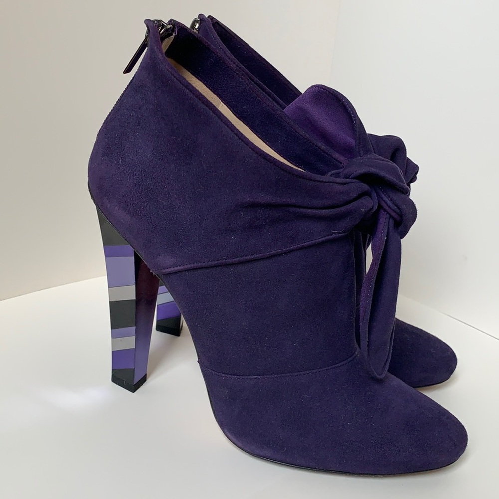 Jimmy Choo Purple Ankle Boots with Bow Detail